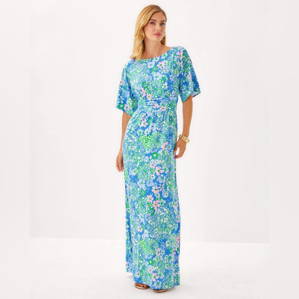NWT Lilly Pulitzer Parigi Boat Neck Maxi Dress Medium